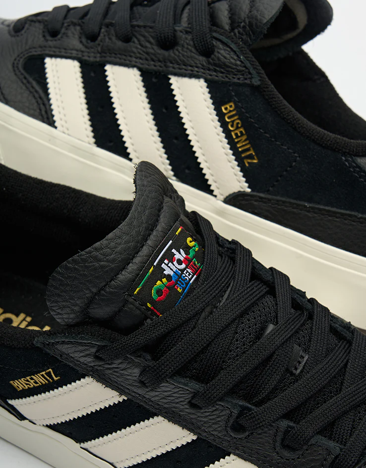 adidas Busenitz Vulc II Skate Shoes - Core Black/Chalk White/Gold Metallic - Image 6