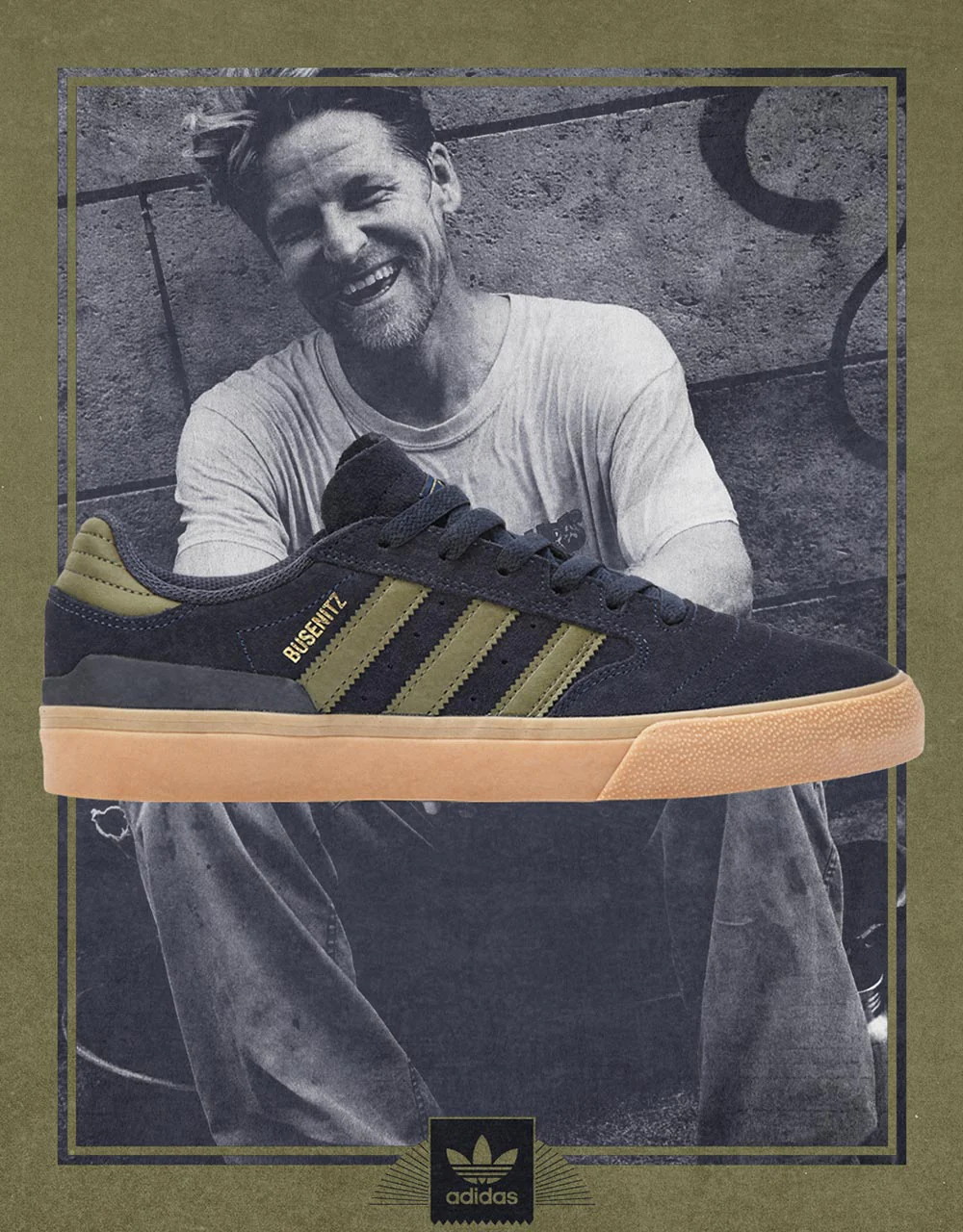 adidas Busenitz Vulc II Skate Shoes - Legend Ink/Olive Strata/Gold Metallic - Image 2