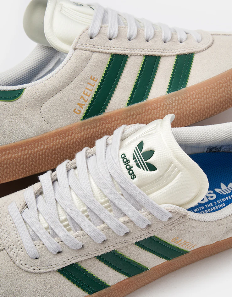 adidas Gazelle ADV Skate Shoes - Crystal White/Crystal White/Gum - Image 7