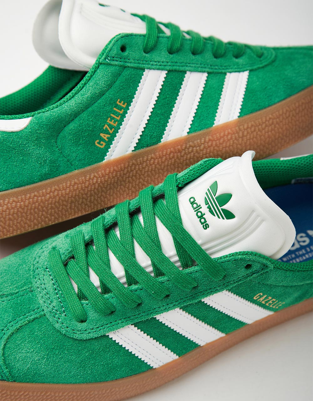 adidas Gazelle ADV Skate Shoes - Green/White/Gold Metallic - Image 6