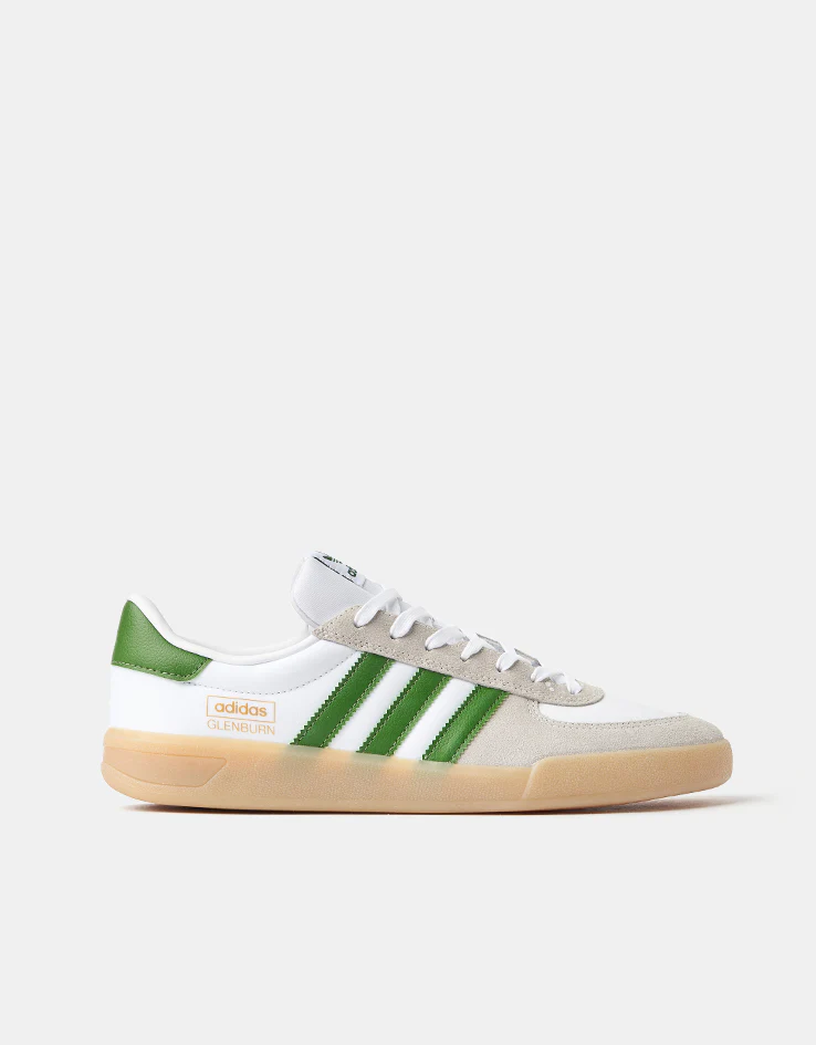 adidas Glenburn Skate Shoes - White/Crew Green/Gum