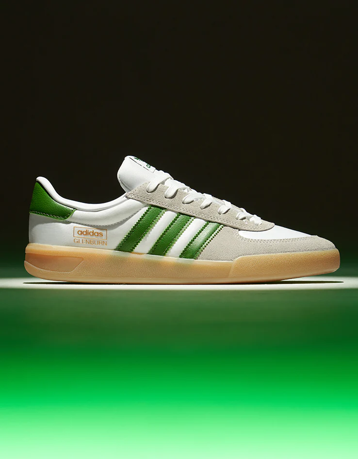 adidas Glenburn Skate Shoes - White/Crew Green/Gum - Image 2