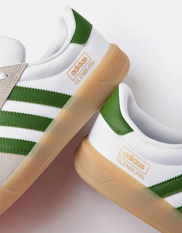 adidas Glenburn Skate Shoes - White/Crew Green/Gum - Image 7