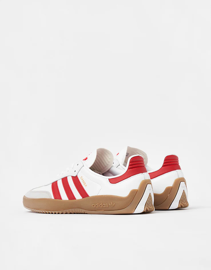 adidas Puig Samba Skate Shoes - White/Better Scarlet/Gum - Image 3