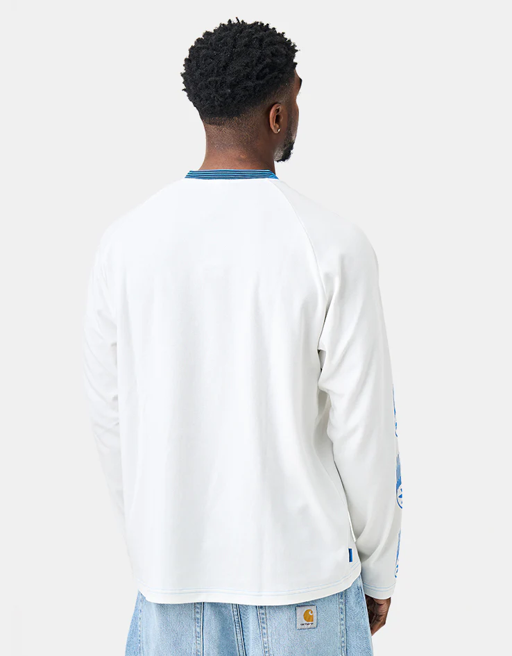 adidas Skate Form L/S T-Shirt - White/Lucid Ray/Blue - Image 2