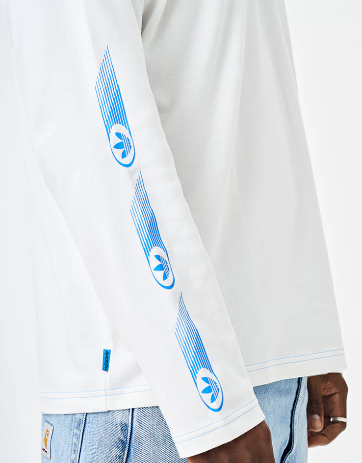 adidas Skate Form L/S T-Shirt - White/Lucid Ray/Blue - Image 3
