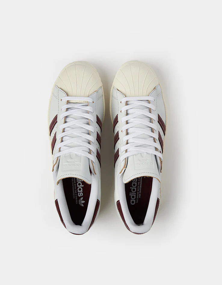 adidas Superstar 80 ADV Skate Shoes - Crystal White/Shadow Red/Off White - Image 2
