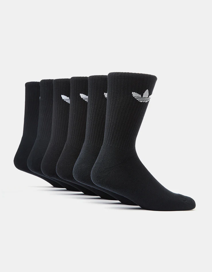adidas Trefoil Cushion 6 Pack Crew Socks - Black - Image 2