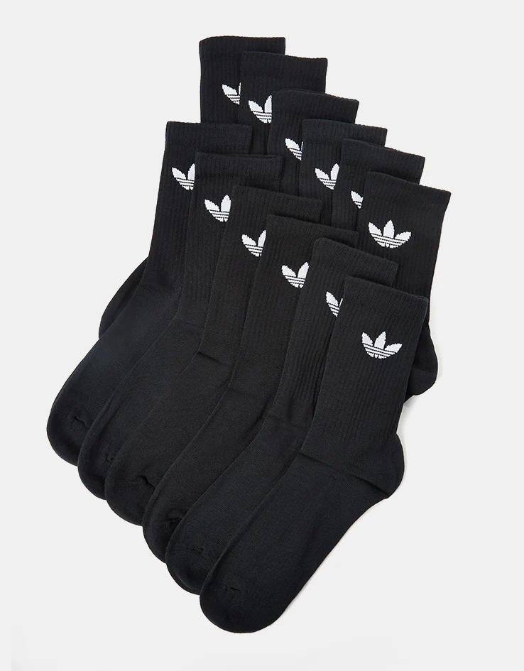 adidas Trefoil Cushion 6 Pack Crew Socks - Black - Image 3
