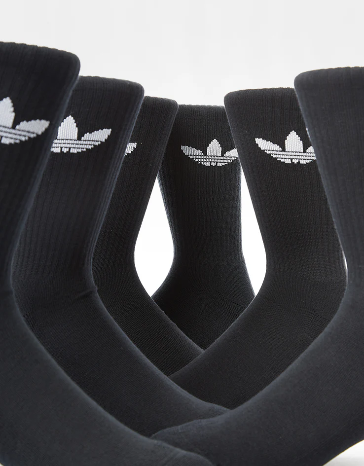 adidas Trefoil Cushion 6 Pack Crew Socks - Black - Image 4