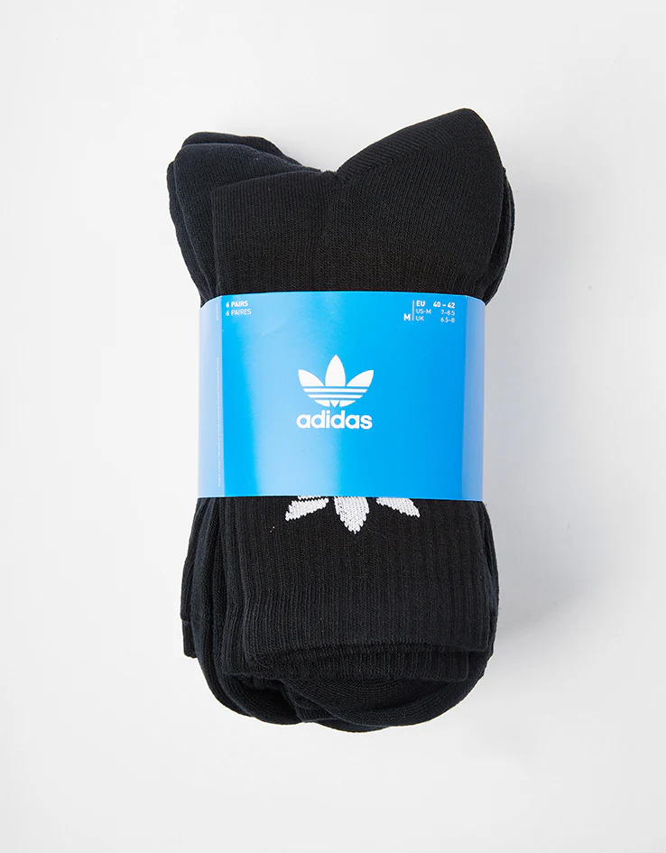 adidas Trefoil Cushion 6 Pack Crew Socks - Black - Image 6
