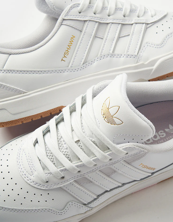 adidas Tyshawn II Skate Shoes - White/White/Gum - Image 6