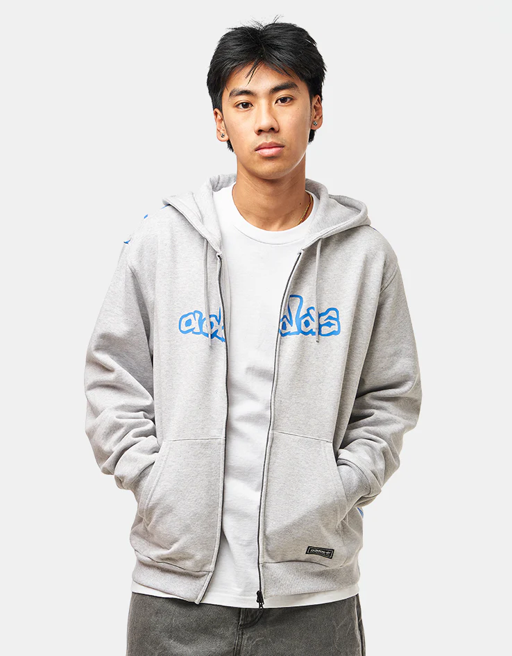 adidas x Kogancult Zip Hoodie - Heather Grey/Lucid Ray - Image 2