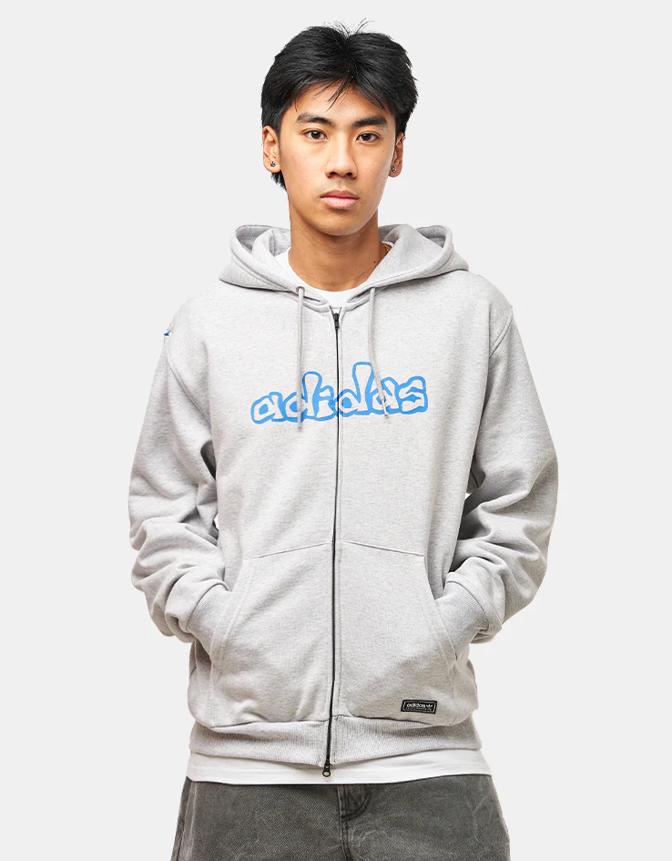 adidas x Kogancult Zip Hoodie - Heather Grey/Lucid Ray - Image 3