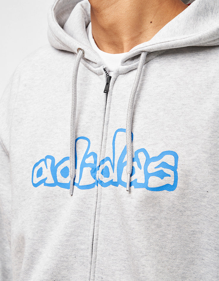 adidas x Kogancult Zip Hoodie - Heather Grey/Lucid Ray - Image 5