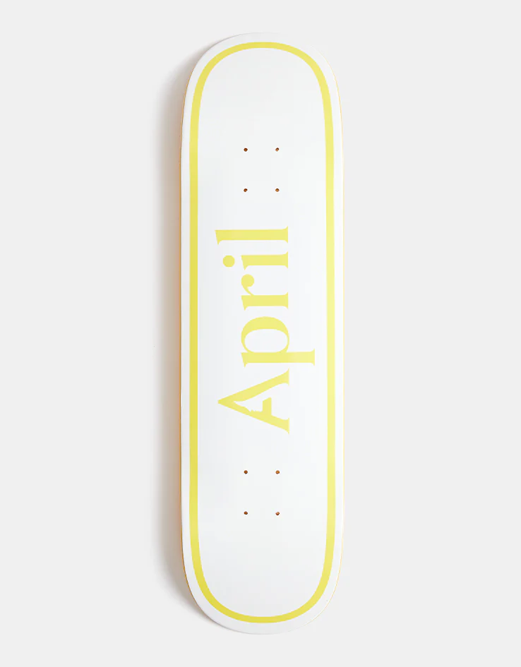 April OG Logo 'TWIN' Yellow White Skateboard Deck - 8.5"