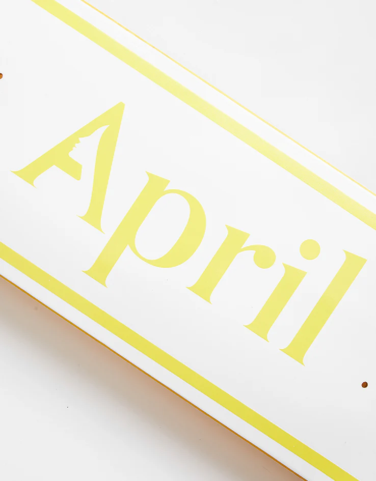 April OG Logo 'TWIN' Yellow White Skateboard Deck - 8.5" - Image 2