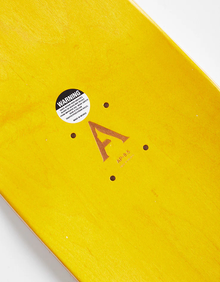 April OG Logo 'TWIN' Yellow White Skateboard Deck - 8.5" - Image 4