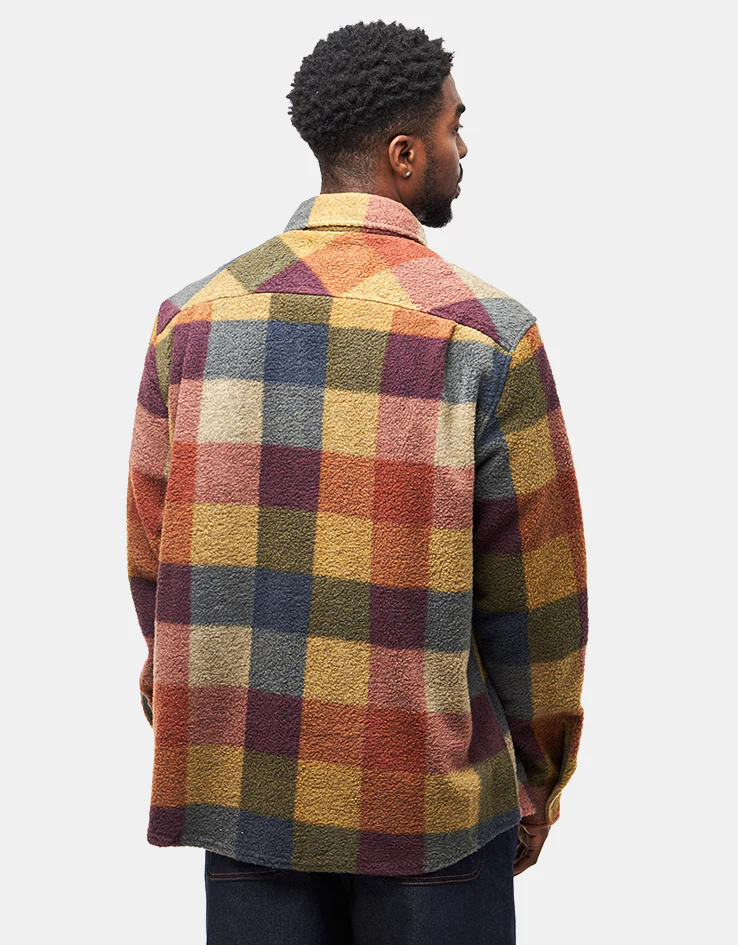 Brixton Bowery Arctic Stretch Fleece L/S Shirt - Rust/Copper Plaid - Image 3