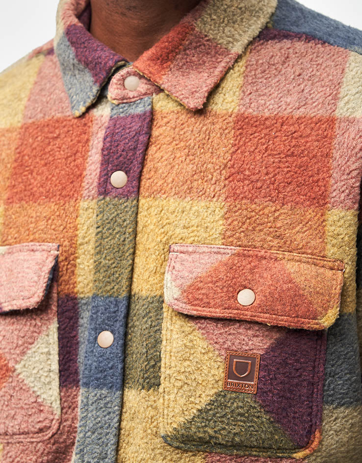 Brixton Bowery Arctic Stretch Fleece L/S Shirt - Rust/Copper Plaid - Image 4