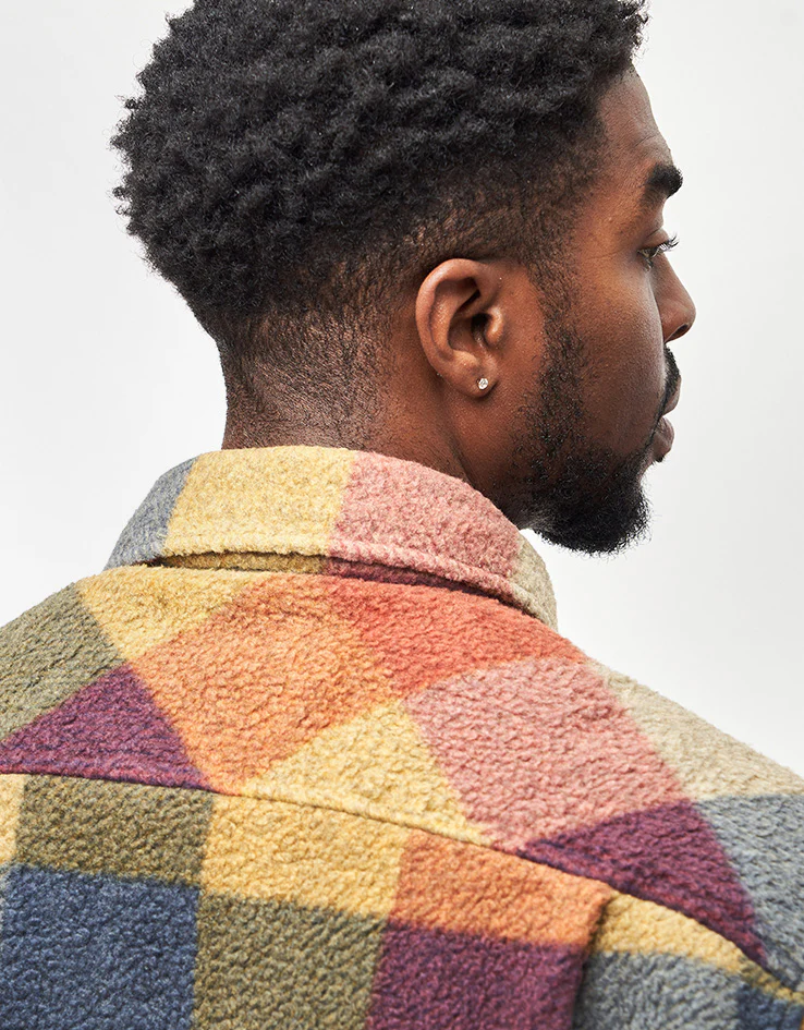 Brixton Bowery Arctic Stretch Fleece L/S Shirt - Rust/Copper Plaid - Image 5