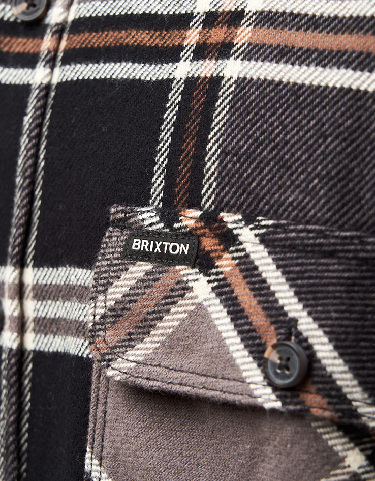 Brixton Bowery L/S Flannel Shirt - Black/Charcoal/Pinecone - Image 3