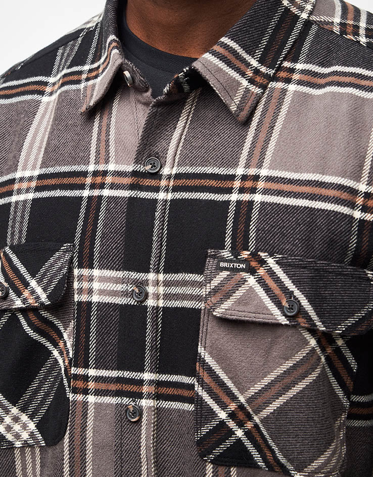 Brixton Bowery L/S Flannel Shirt - Black/Charcoal/Pinecone - Image 4