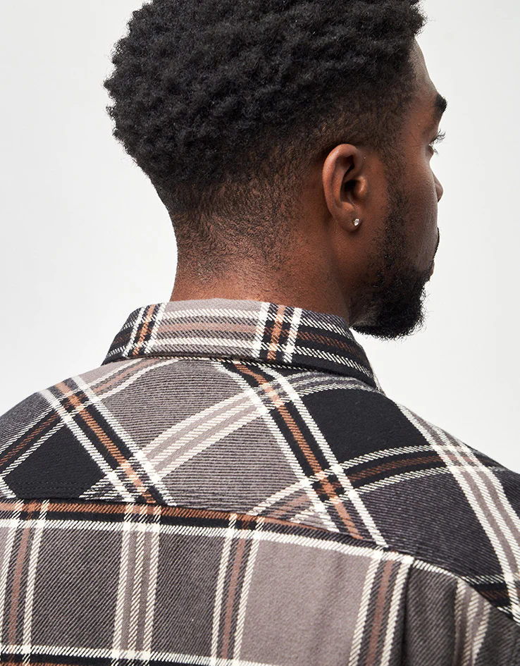 Brixton Bowery L/S Flannel Shirt - Black/Charcoal/Pinecone - Image 5