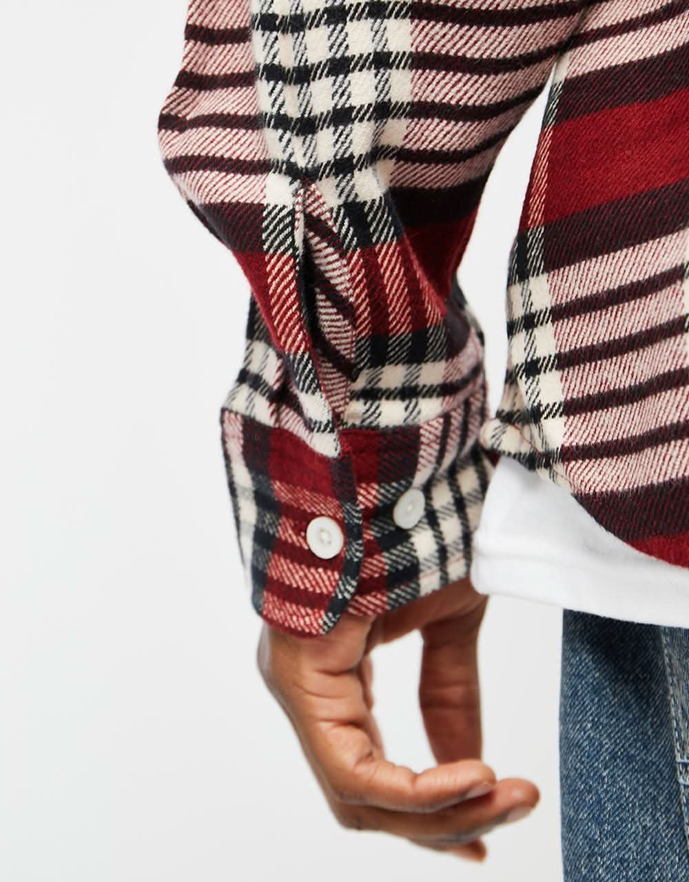 Brixton Bowery L/S Flannel Shirt - Island Berry/Whitecap/Black - Image 4