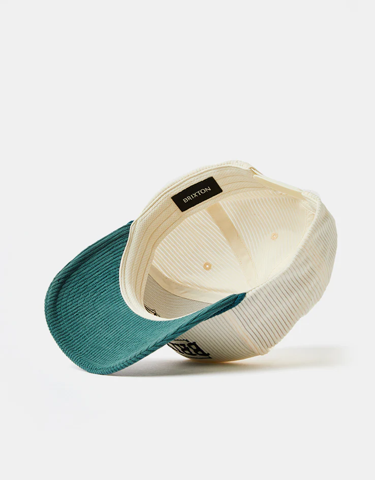 Brixton Pierson Snapback Cap - Night Sage/Off White Corduroy - Image 4