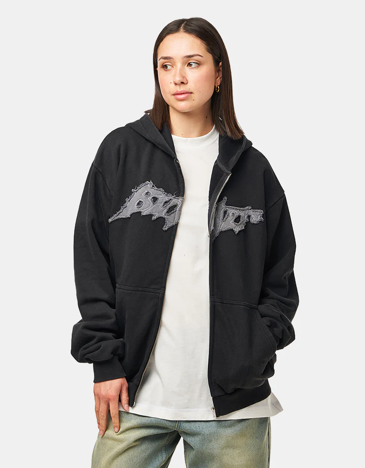 Butter Goods Amplify Zip-Thru Hoodie - Washed Black - Image 7
