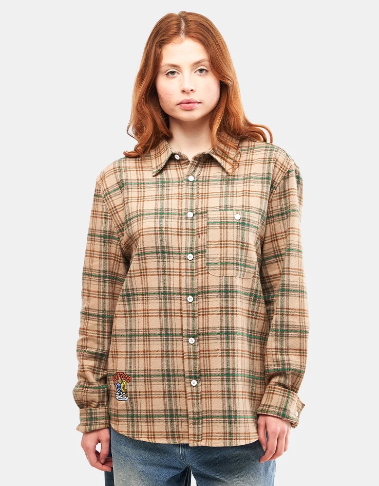 Butter Goods Bear Flannel L/S Shirt - Khaki - Image 7