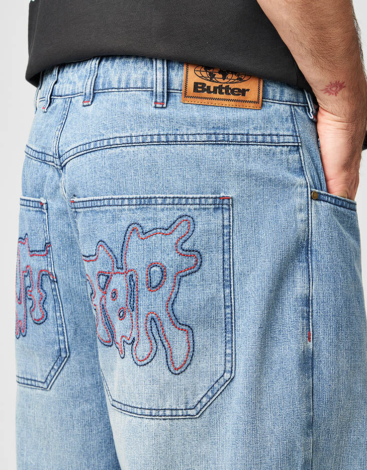 Butter Goods Blotch Denim Jeans - Streaky Blue - Image 4