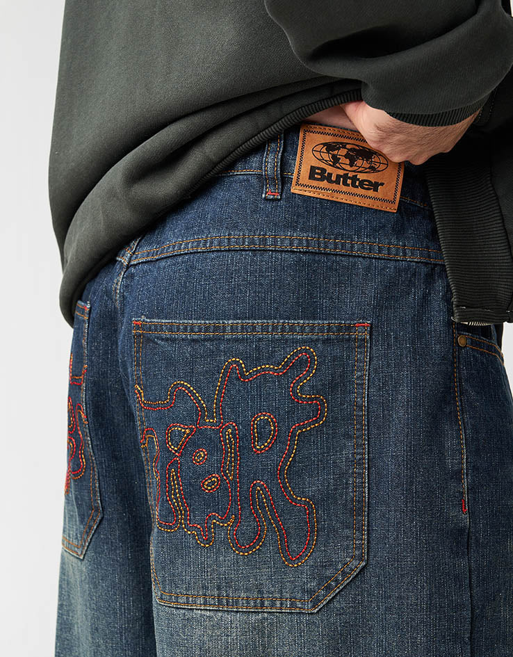 Butter Goods Blotch Denim Jeans - Streaky Navy - Image 4