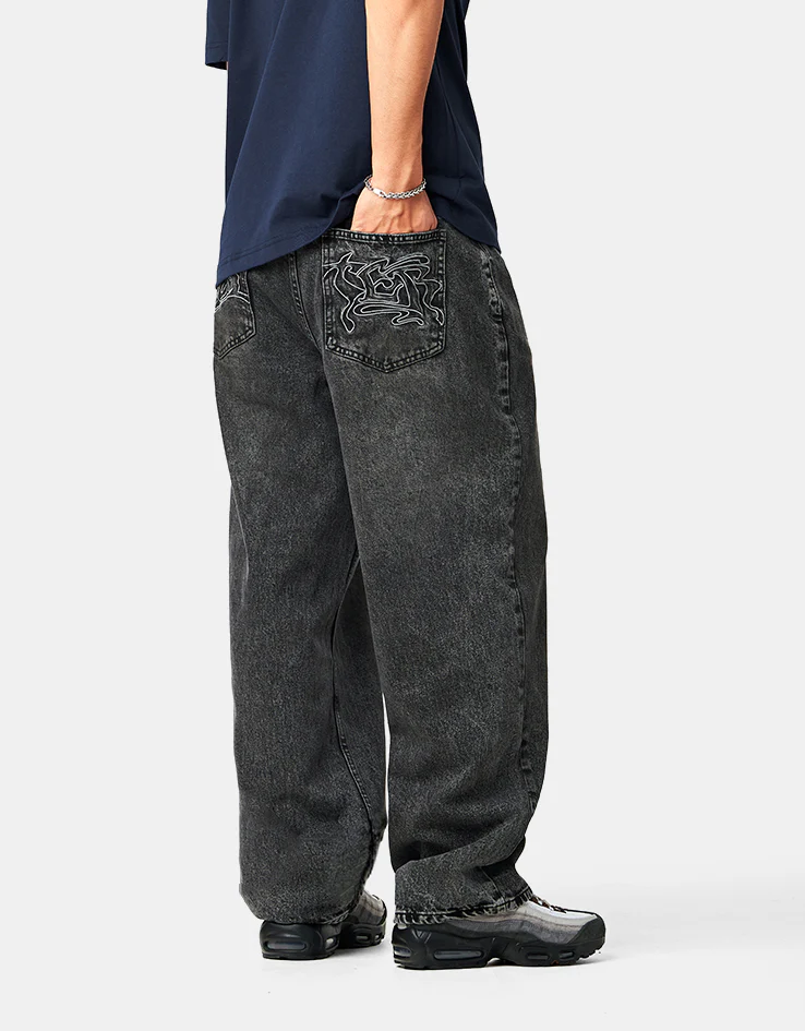 Butter Goods Drummer Baggy Denim Jeans - Streaky Black