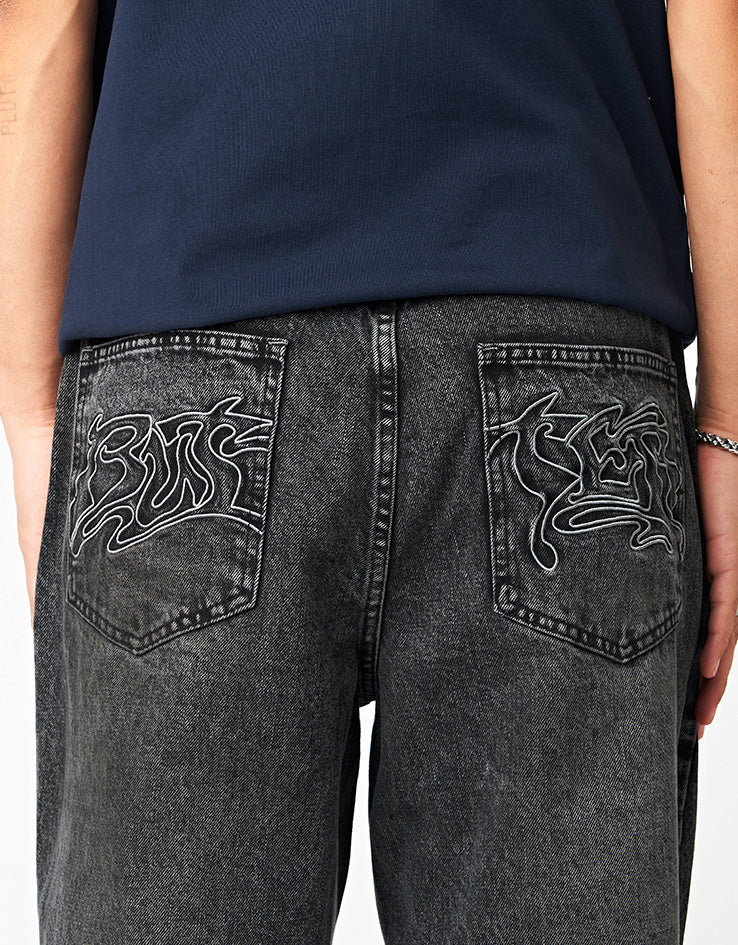 Butter Goods Drummer Baggy Denim Jeans - Streaky Black - Image 2