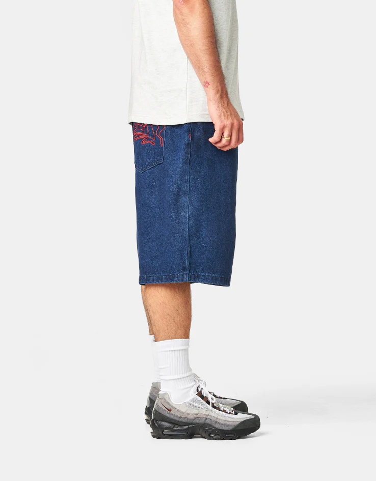 Butter Goods Drummer Baggy Denim Shorts - Raw Dark Indigo - Image 2