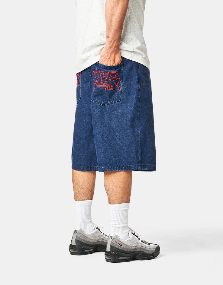 Butter Goods Drummer Baggy Denim Shorts - Raw Dark Indigo - Image 3