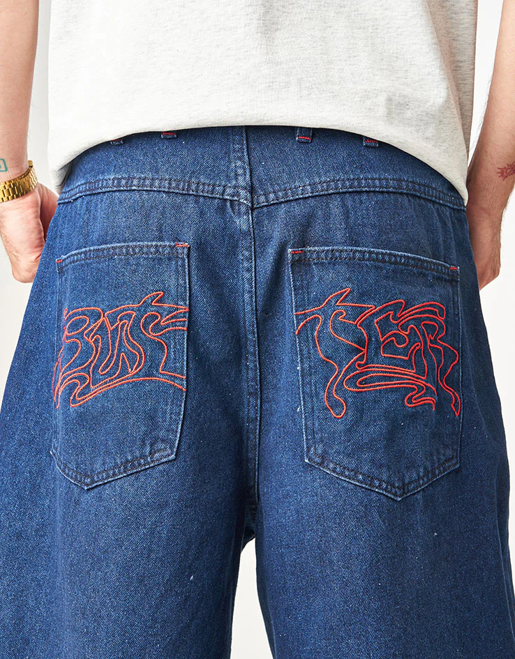 Butter Goods Drummer Baggy Denim Shorts - Raw Dark Indigo - Image 4