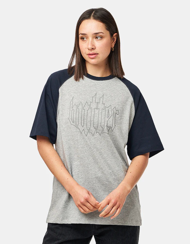 Butter Goods Harvest Raglan T-Shirt - Navy/Heather - Image 4