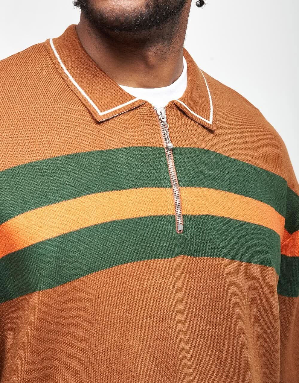 Butter Goods Polo Knit Sweater - Brown - Image 3