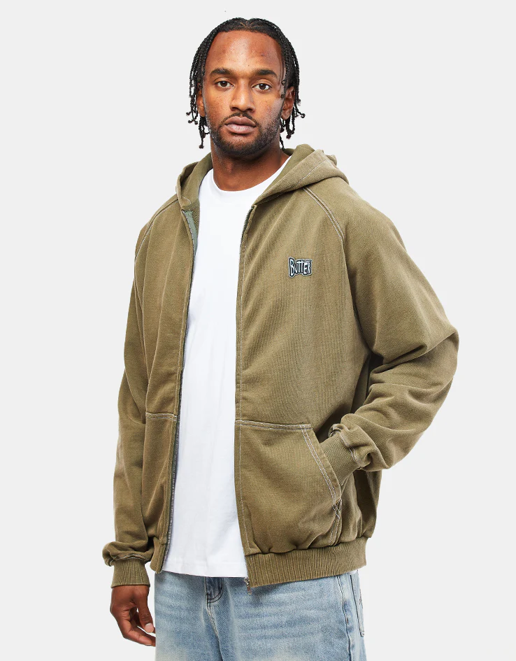 Butter Goods Sketch Zip-Thru Hoodie - Army - Image 3