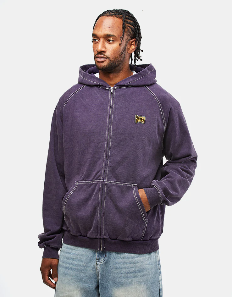 Butter Goods Sketch Zip-Thru Hoodie - Eggplant - Image 2