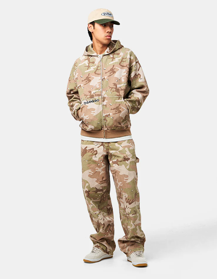 Butter Goods Stars Waffle Zip-Thru Hoodie - Desert Camo - Image 2