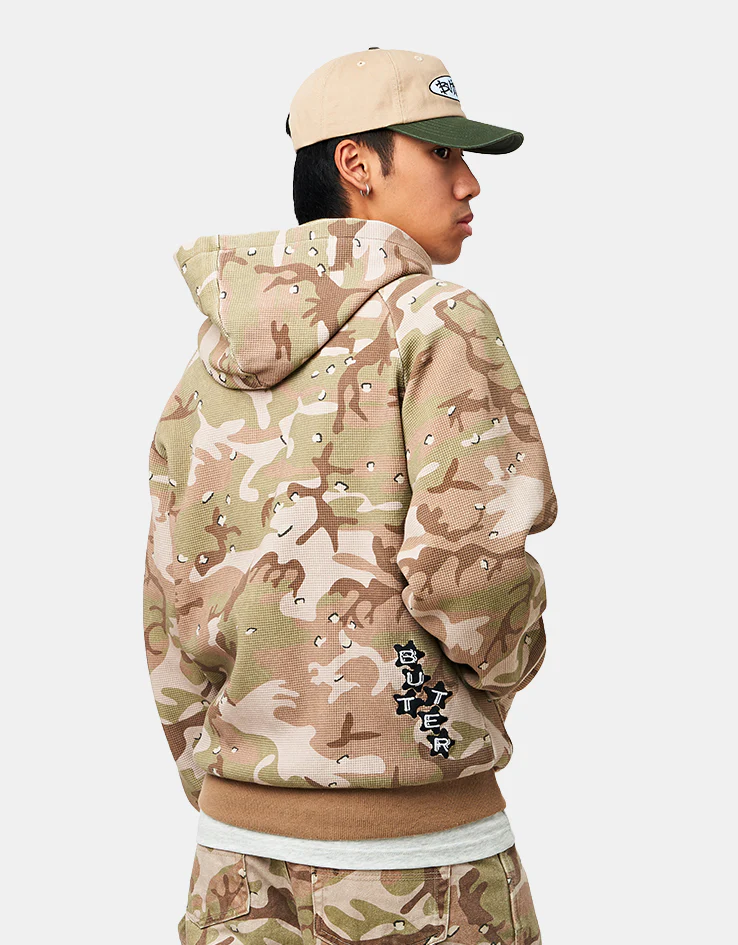 Butter Goods Stars Waffle Zip-Thru Hoodie - Desert Camo - Image 3