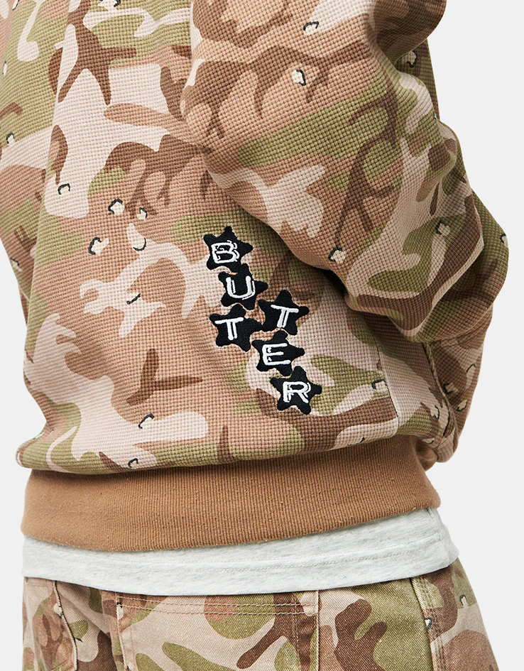 Butter Goods Stars Waffle Zip-Thru Hoodie - Desert Camo - Image 4