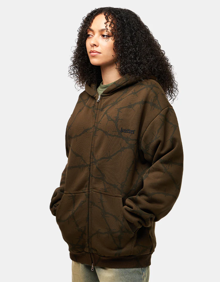 Butter Goods Wired Zip-Thru Hoodie - Fudge - Image 8