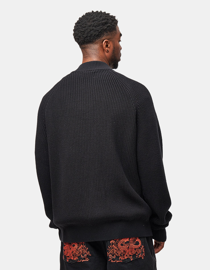 Butter Goods x Daniel Johnston Dragon Knit Zip-Thru Sweater - Black/Red - Image 3