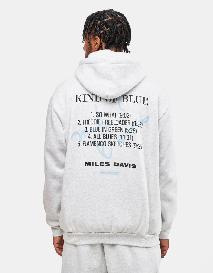 Butter Goods x Miles Davis Kind Of Blue Pullover Hoodie - Ash - Image 3