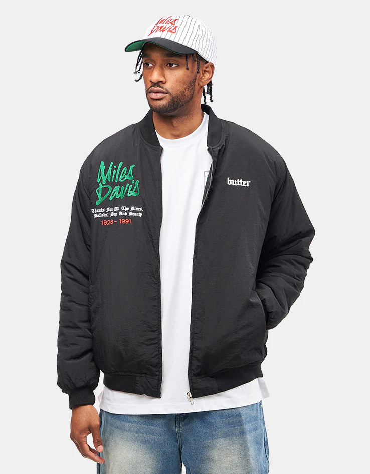 Butter Goods x Miles Davis Miles Bomber Jacket - Black - Image 3